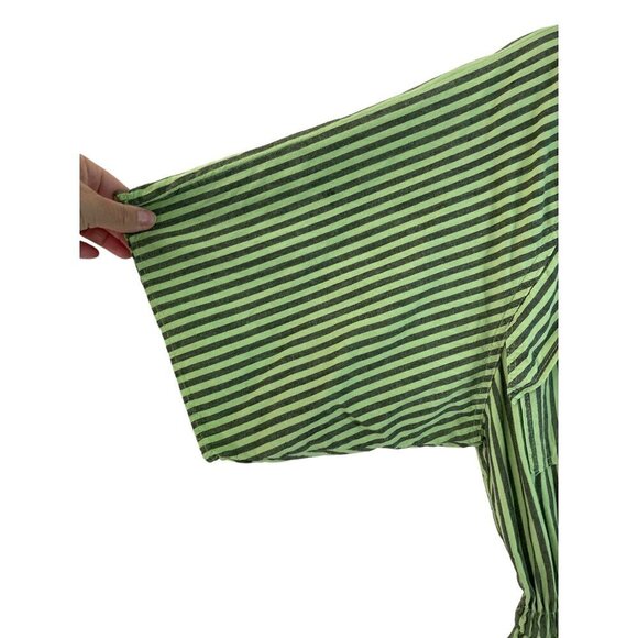 New Touch Vintage Womens Romper Size Large Green Striped Pockets Los Angeles - Picture 3 of 9